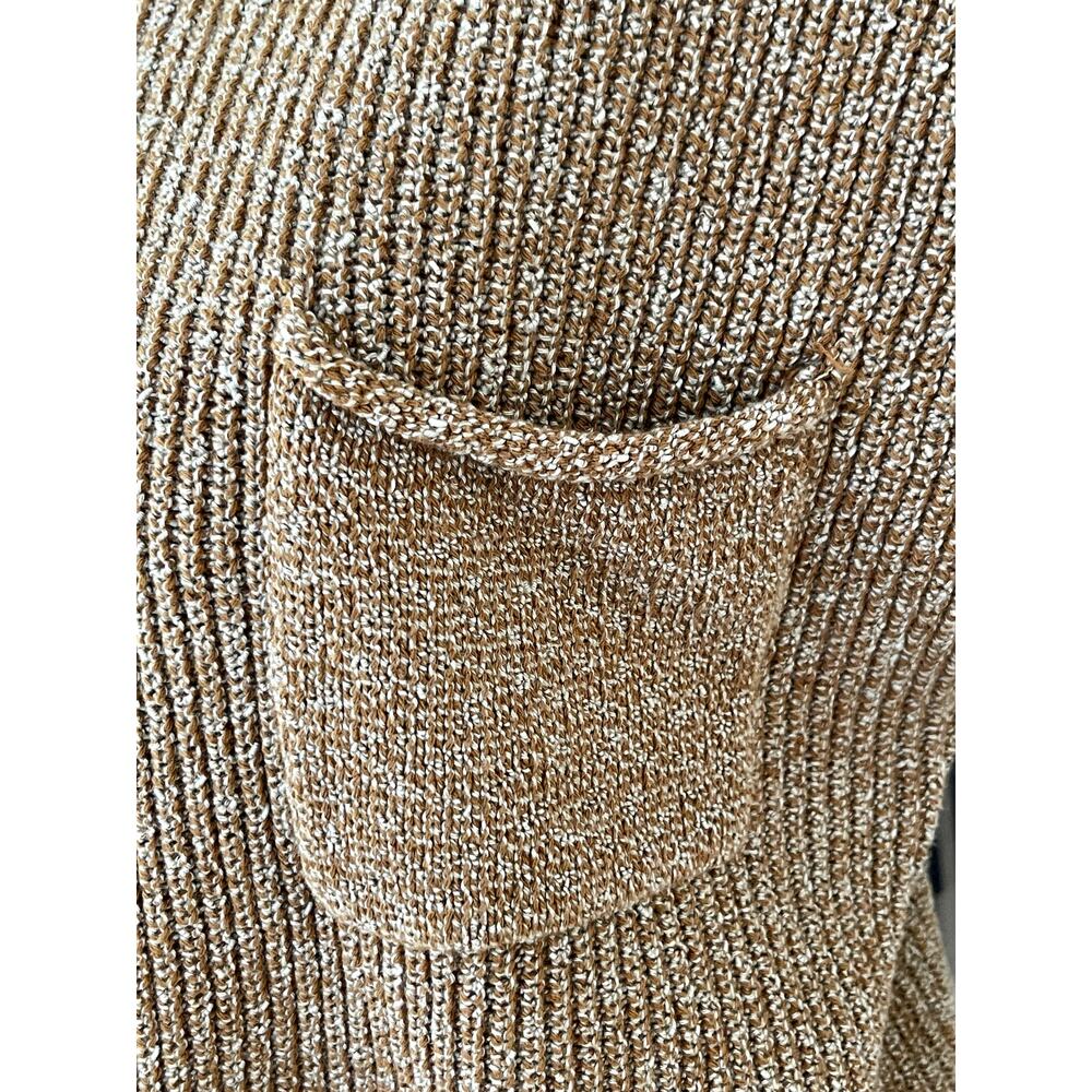 Free People Beach Sz L Freya Ribbed Sweater Tan Cotton Boxy Cropped Boho Casual - Picture 5 of 10